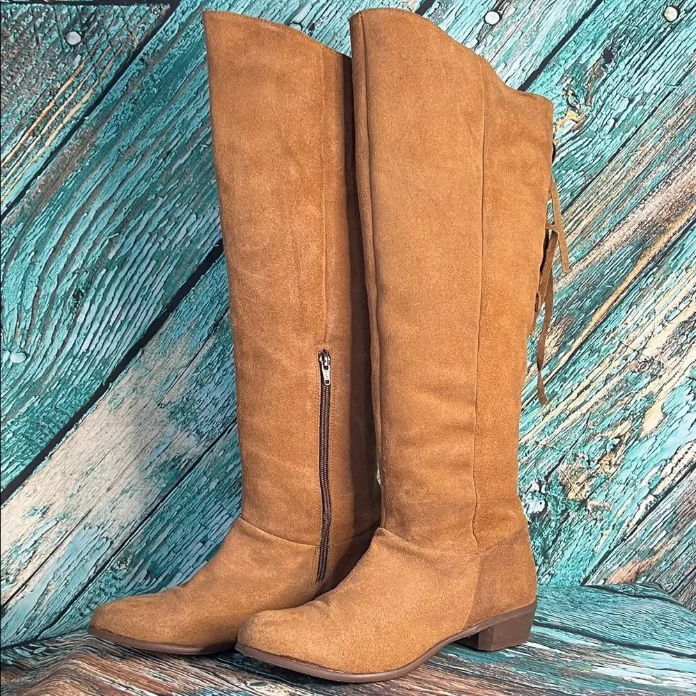 Naughty Monkey Brown Over the Knee Fringe Boots